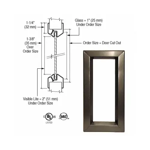 8" x 32" Door Vision Lite Bronze