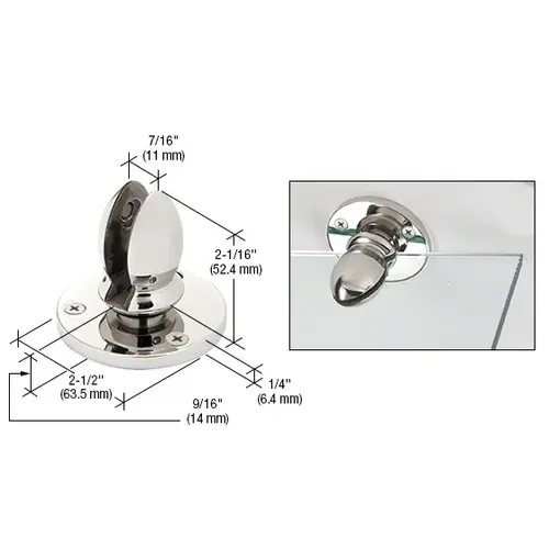 316 Polished Stainless 3/8" Vertical Panel Clamp