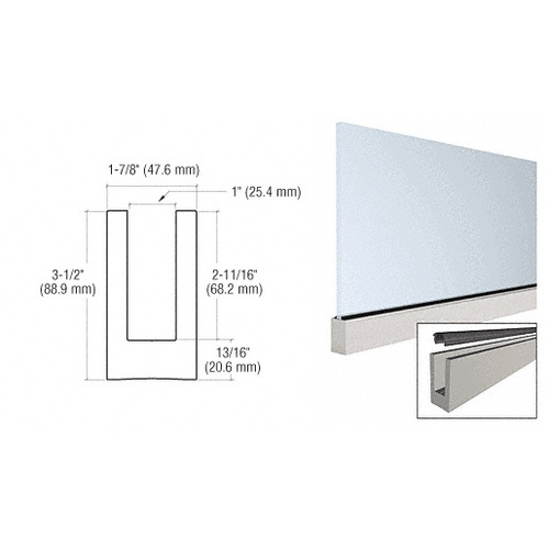 Mill Aluminum 120" Small Profile Windscreen Base Shoe for 3/4" Glass - Extrusion Only