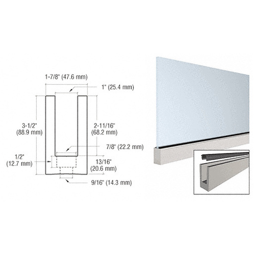 Mill Aluminum 240" Small Profile Windscreen Base Shoe for 3/4" Glass - With Drilled Holes