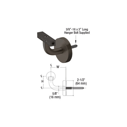 CRL Blumcraft WBNCSDU Imperial Series Dark Bronze Anodized Aluminum Wall Mounted Hand Rail Bracket