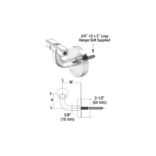 CRL Blumcraft WBNCSPS Imperial Series Polished Stainless Wall Mounted Hand Rail Bracket