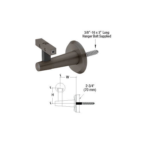 CRL Blumcraft WBNWDU Pacific Series Dark Bronze Anodized Aluminum Wall Mounted Hand Rail Bracket