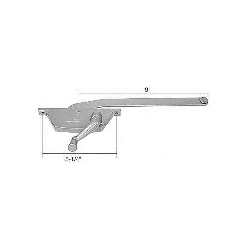 Left Hand Aluminum Casement Window Operator with 9" Arm for Fenestra Windows