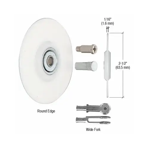 CRL WREPS5N Wide Fork Round Edge Nylon Replacement Wheel - 2-1/2" x 1/16"