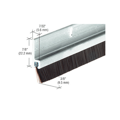 96" Extruded Aluminum and Nylon Brush Door 11/32" Bristle Weatherstrip