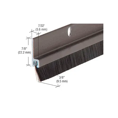 72" Extruded Dark Bronze Anodized and Nylon Brush Door 11/32" Bristle Weatherstrip