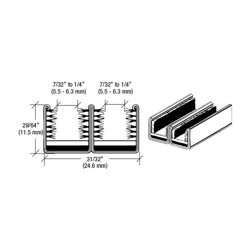 Rigid Polished Double Marine Channel 15/16" Wide - 96" Length