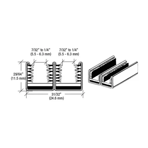 Rigid Polished Double Marine Channel 15/16" Wide - 96" Length