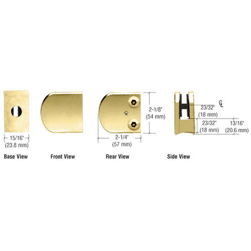 Polished Brass Z-Series Large Round Clamp for 1/4" Glass