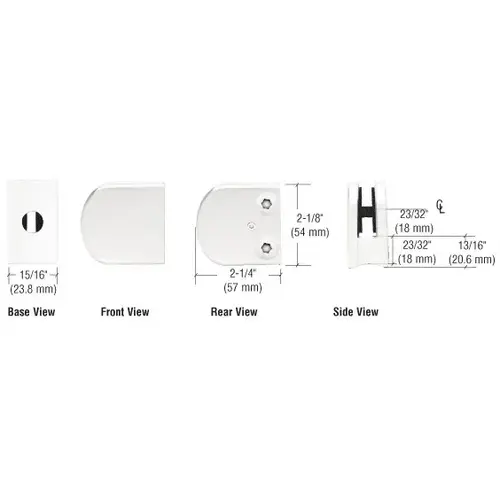 White Z-Series Large Round Clamp for 1/4" Glass