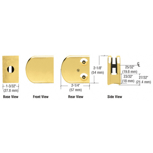 Polished Brass Z-Series Large Round Clamp for 3/8" Glass
