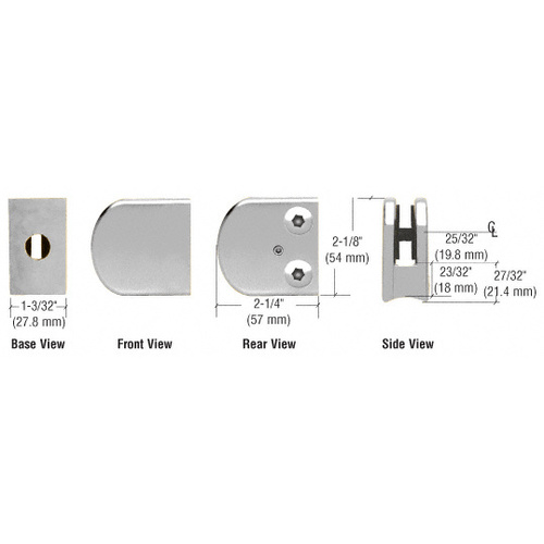 Chrome Z-Series Large Round Clamp for 3/8" Glass