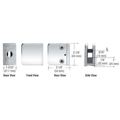 Chrome Z-Series Large Square Clamp for 3/8" Glass