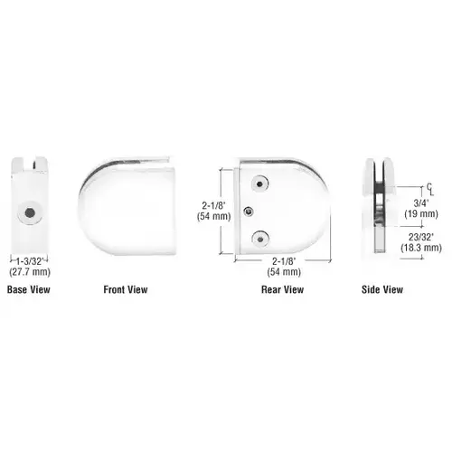 White Z-Series Round Type Flat Base Zinc Clamp for 3/8" Glass