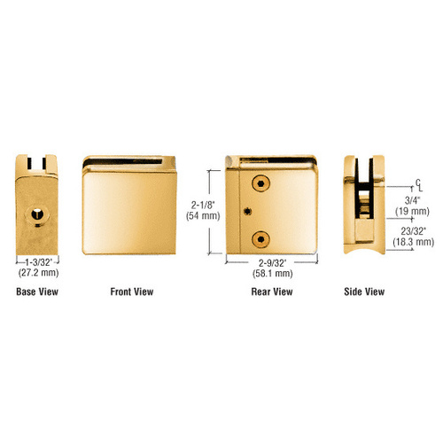 Gold Plated Z-Series Square Type Radius Base Zinc Clamp for 3/8" Glass