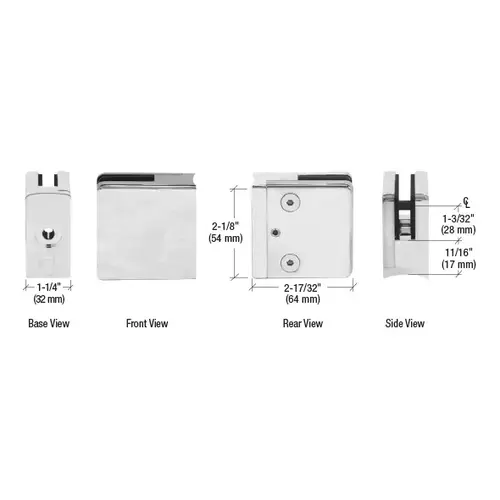 CRL ZP712BS 316 Brushed Stainless Radius Base Clamp for 1/2" and 9/16" Glass