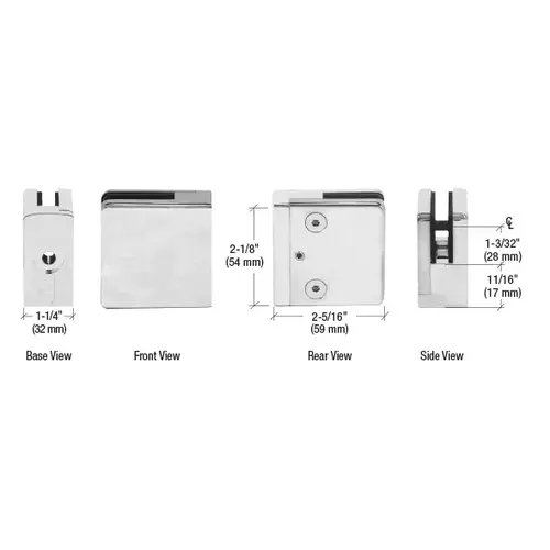 CRL ZP912BS 316 Brushed Stainless Flat Base Clamp for 1/2" and 9/16" Glass