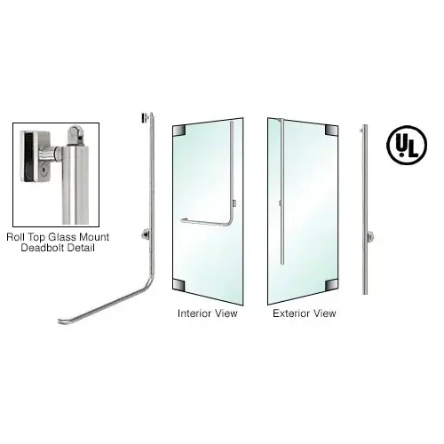 CRL Blumcraft DBR100LS3G1BS Brushed Stainless Right Hand Reverse Glass Mount Cylinder/Thumbturn "D" Roll Top Deadbolt Handle