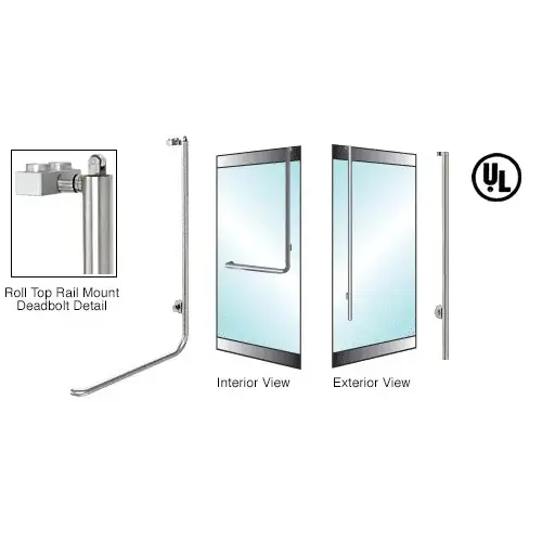 CRL Blumcraft DBR100LS3R1BS Brushed Stainless Right Hand Reverse Rail Mount Cylinder/Thumbturn "LS" Roll Top Deadbolt Handle