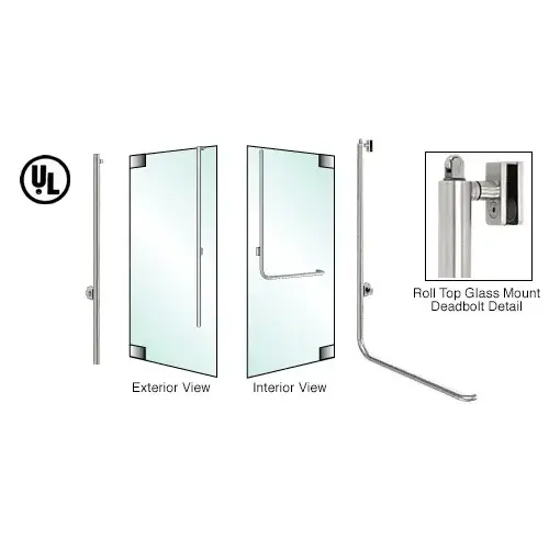 CRL Blumcraft DBR100LS4G1BS Brushed Stainless Left Hand Reverse Glass Mount Cylinder/Thumbturn "D" Roll Top Deadbolt Handle