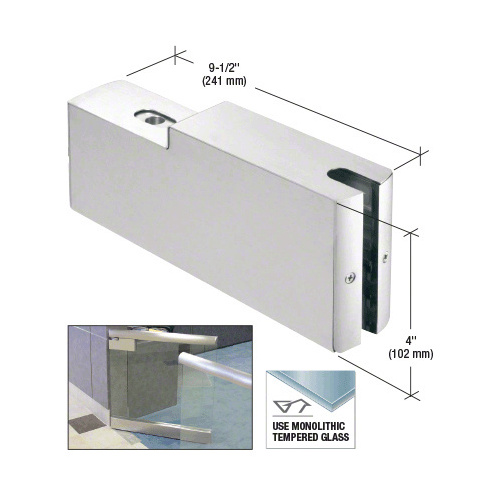 Brushed Stainless 4" Square GRS Dry Glaze 9-1/2" Top Patch Gate Rail for 3/8" Glass