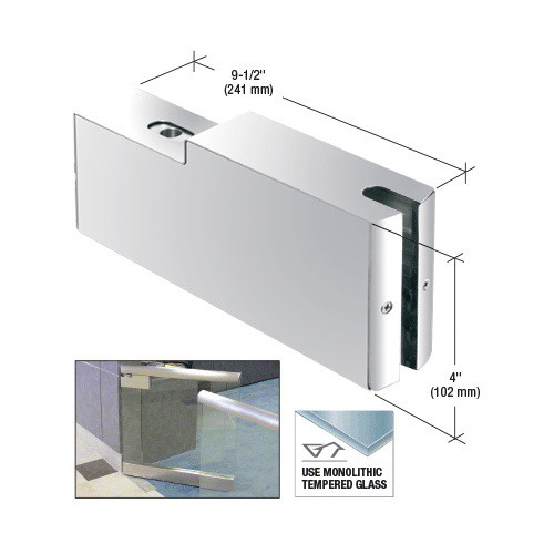 Polished Stainless 4" Square GRS Dry Glaze 9-1/2" Top Patch Gate Rail for 1/2" Glass