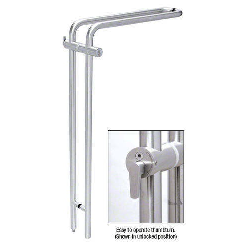 316 Polished Stainless 48" Right Hand LLPA Series Locking Ladder Pull - Curved Exterior