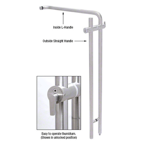 316 Brushed Stainless 42" Left Hand LLPA Series Locking Ladder Pull - Straight Exterior