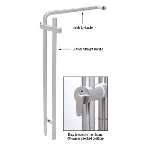 316 Brushed Stainless 42" Right Hand LLPA Series Locking Ladder Pull - Straight Exterior