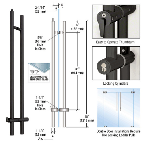 Matte Black 48" Upwards Locking Ladder Pull