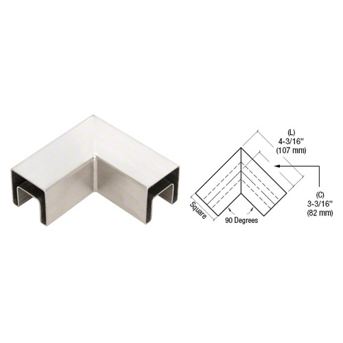 CRL SRF20HBS 316 Brushed Stainless Steel 90 Degree Horizontal Roll Formed Cap Rail Corner