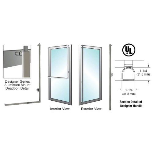 CRL Blumcraft DDB100F3AKBS Brushed Stainless Right Hand Revers Aluminum Door Mount Keyed Access "F" Top D-Shape Handle