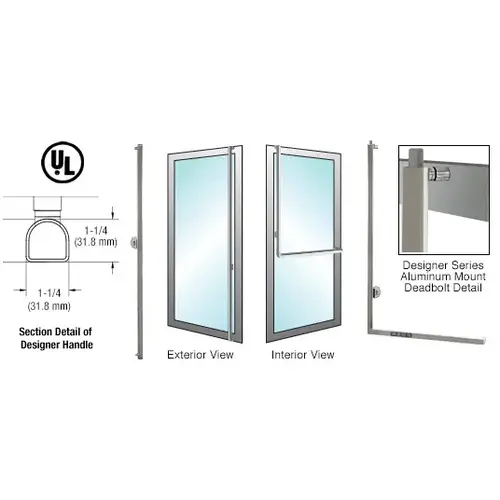 CRL Blumcraft DDB100F4AKBS Brushed Stainless Left Hand Revers Aluminum Door Mount Keyed Access "F" Top D-Shape Handle