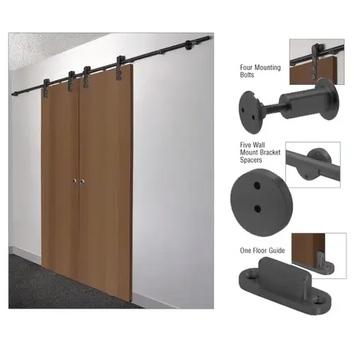 CRL LSWMADTMBL Matte Black Laguna Sliding Door Hardware Adaptor Kit for Wood Doors