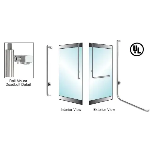 CRL Blumcraft DB160D3R1PS Polished Stainless Right Hand Reverse Rail Mount Cylinder/Thumbturn "D" Exterior Top Securing Deadbolt Handle