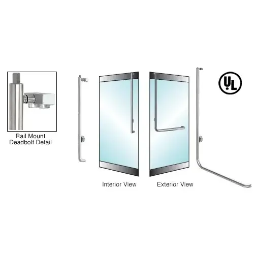 CRL Blumcraft DB160D3RKBS Brushed Stainless Right Hand Reverse Rail Mount Keyed Access "D" Exterior Top Securing Deadbolt Handle