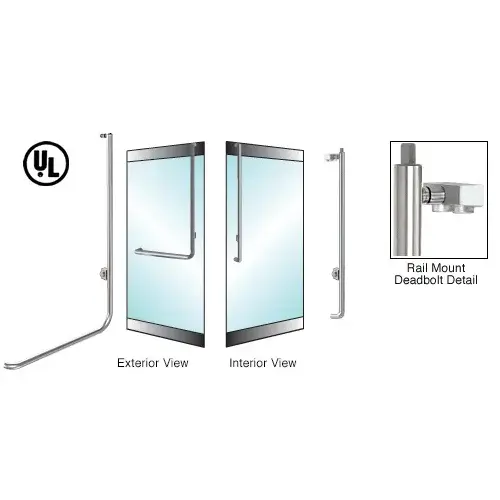 CRL Blumcraft DB160D4RKBS Brushed Stainless Left Hand Reverse Rail Mount Keyed Access "D" Exterior Top Securing Deadbolt Handle