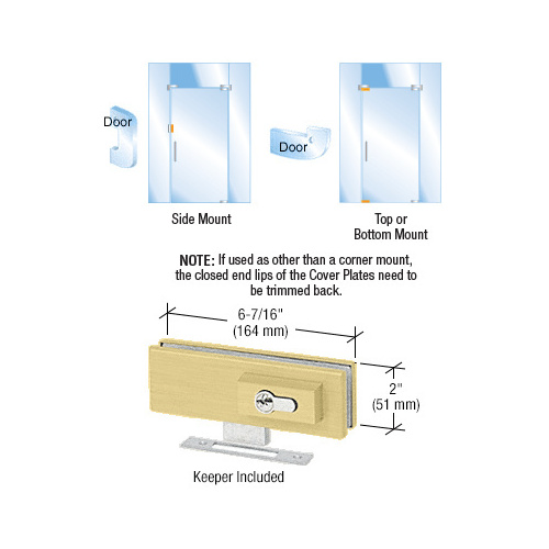 Satin Brass EUR Series Complete Patch Lock Including Cylinder