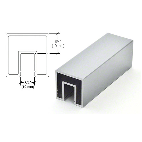 CRL GRS20M Mill Aluminum 2" Square Premium Cap Rail for 1/2" or 5/8" Glass - 240" Long