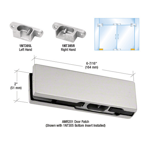 Brushed Stainless LH European Bottom Door Patch Fitting