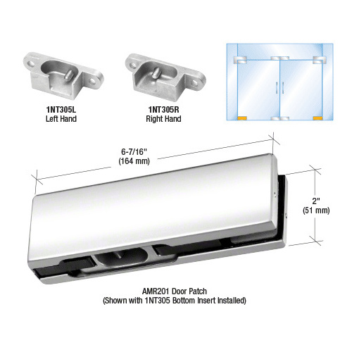 Polished Stainless RH North American Bottom Door Patch Fitting