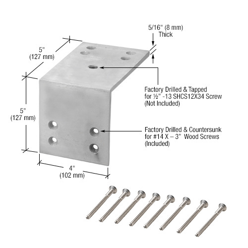 CRL BSWMA1 Zinc Plated Wood Mount L-Angle Kit 1/2"-13