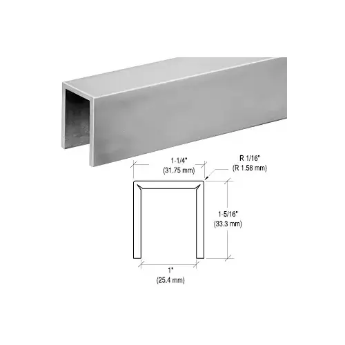 Brushed Stainless Crisp Corner 11 Gauge Cap Railing for 3/4" Glass - 120"