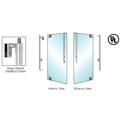 CRL Blumcraft DB160JS3GKBS Brushed Stainless Right Hand Reverse Glass Mount Keyed Access "JS" Exterior Top Securing Deadbolt Handle