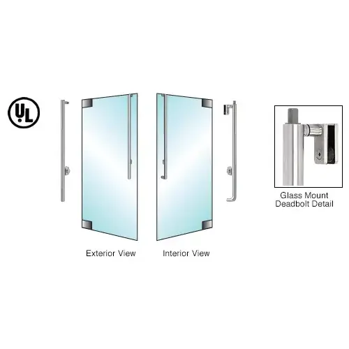 CRL Blumcraft DB160JS4GKBS Brushed Stainless Left Hand Reverse Glass Mount Keyed Access "JS" Exterior Top Securing Deadbolt Handle