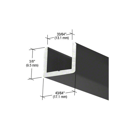 Matte Black Frameless Shower Door Aluminum Regular U-Channel for 1/2" Thick Glass - 95" Stock Length