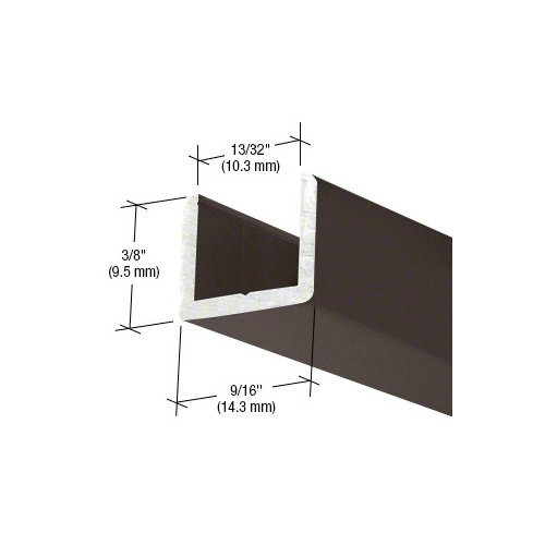 Oil Rubbed Bronze Frameless Shower Door Aluminum Regular U-Channel for 3/8" Thick Glass - 95" Stock Length