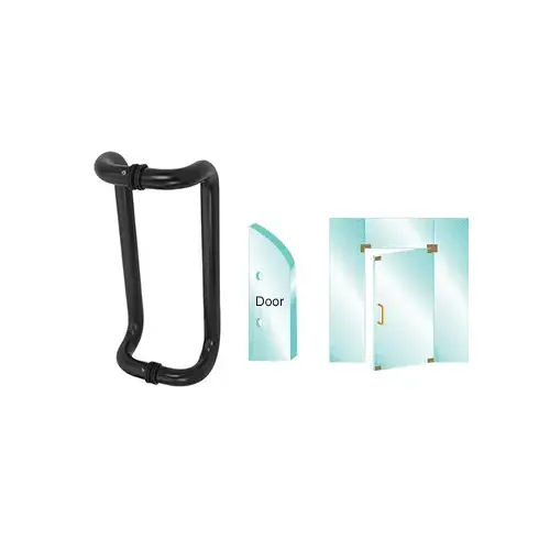 Matte Black 10" Glass Mounted Offset Pull Handle