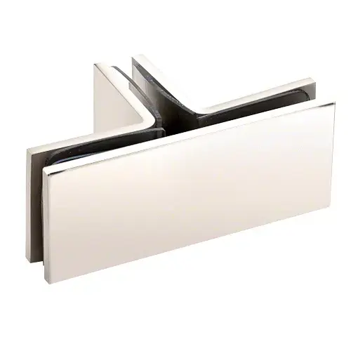 Polished Nickel Square 90 Degree Glass-to-Glass T-Juntion Clamp